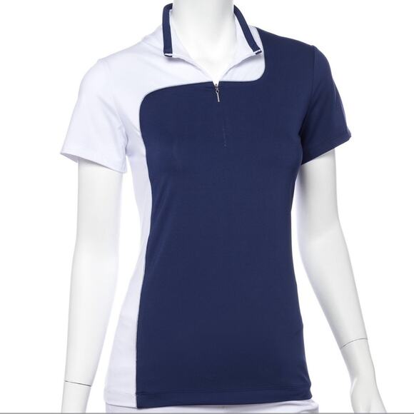 EP Pro NY Short Sleeve Color Block Polo | Womens Golf Top - White/Navy B… - Picture 1 of 16